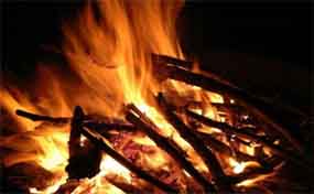 Bonfire Near Eddakal Caves